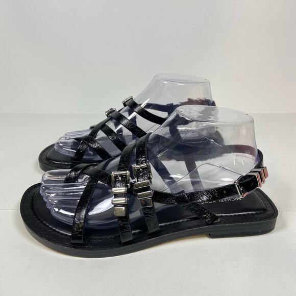 Micheal Kors Darrington Flat Strappy Black Leather Sandals Women's Size 7M - Picture 3 of 10